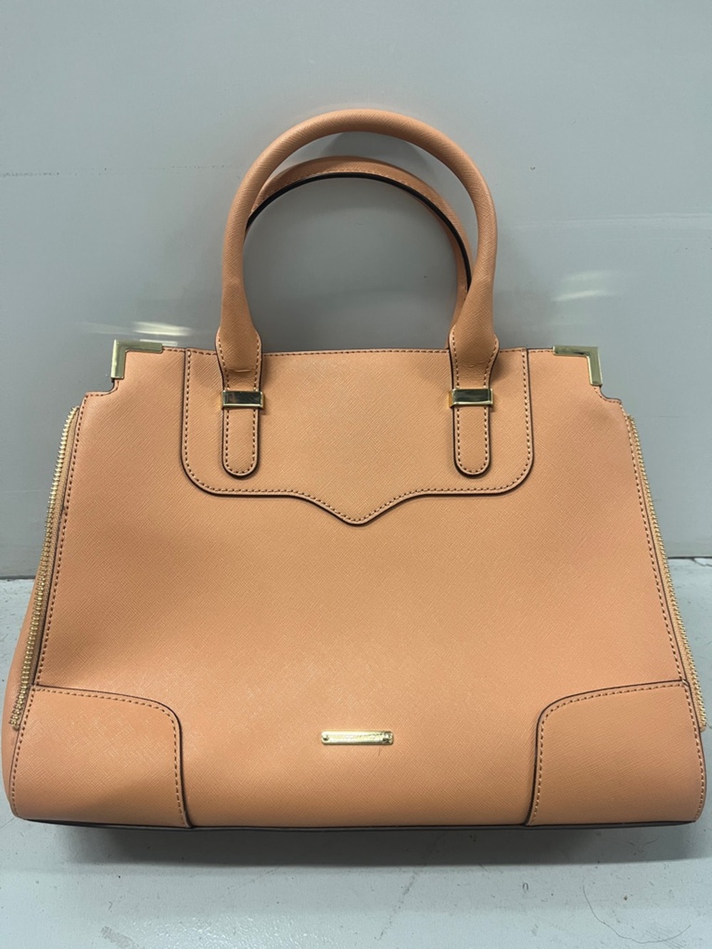 Rebecca Minkoff Peach Structured Satchel with Gold Hardware